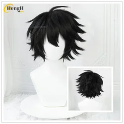 In magazzino parrucca sintetica Anime L -lawliet Unisex Short 35cm parrucca Cosplay nera capelli resistenti al calore parrucche per feste di Halloween + un cappuccio per parrucca