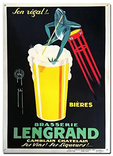 STYSLS Lengrand Bier Metal Tin Signs, Vintage Poster, Decorative Signs Wall Art Home Decor