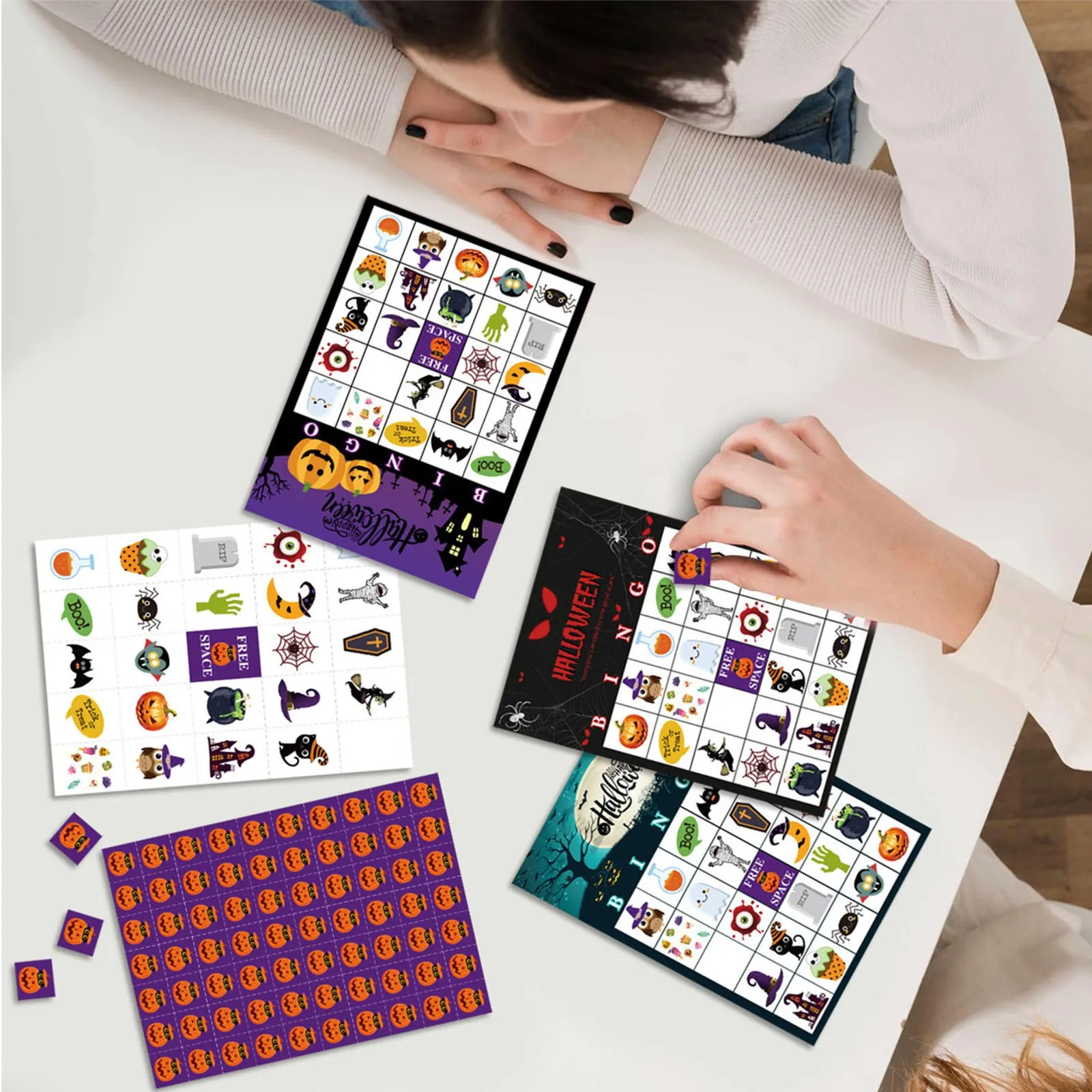 Halloween Games-Halloween Bingo Party Table Cards-Kids Halloween Games Halloween Party Favors - Halloween Toys & Party Supplies