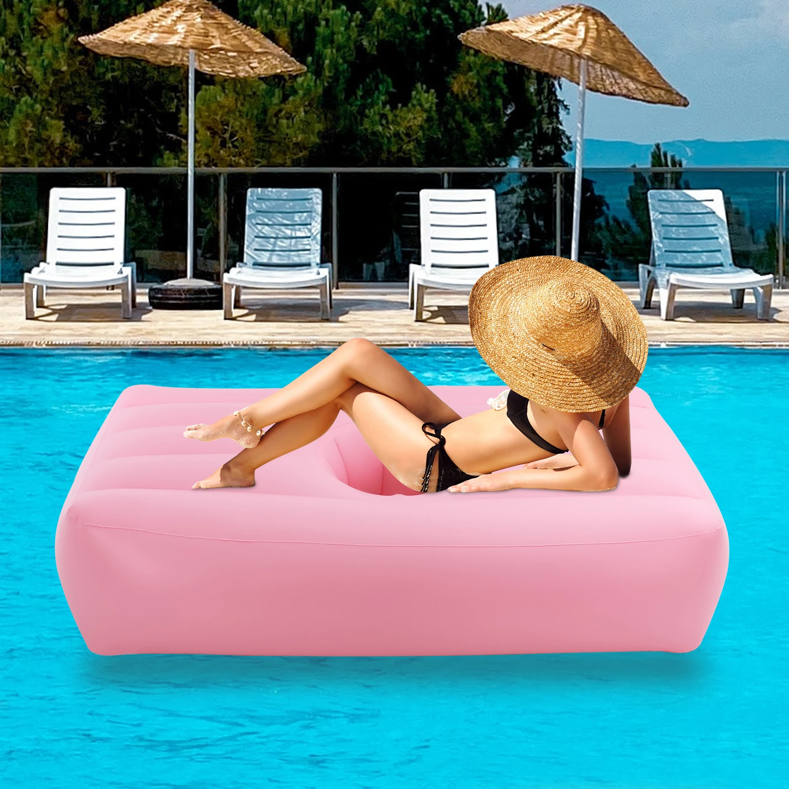 Post Surgery Recovery Bed with Hole, PVC Inflatable Bed, Inflatable Bed Pink