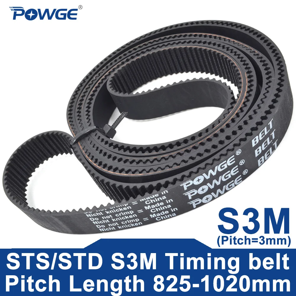 POWGE STD S3M Timing belt Lp=825-1020mm 828 840 852 864 870 879 882 885 888 894 900 909 918 924 927 936 942 948 951 954 960 966