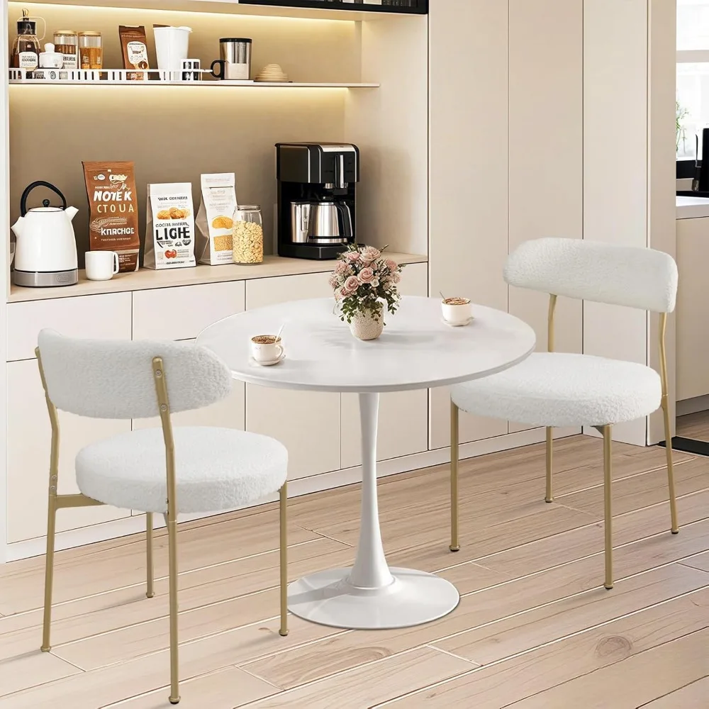 طاولة المطبخ والكراسي لـ 2، 24 مجموعة طاولة طعام لشخصين مع كراسي منجدة من بوكل، طاولة مطبخ مستديرة مكونة من 3 قطع