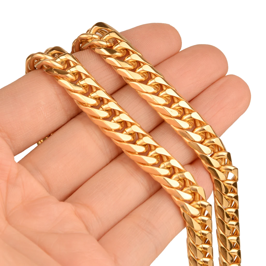 80inch 11mm wide New fashion Gold Tone Stainless Steel Long Curb Chain Necklace Women Men's Jewelry