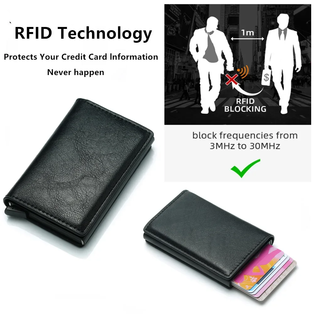 ID Credit Card Holder Case Wallets Men Brand Design Anti Rfid Blocking Magic Leather Slim Mini Wallet Small Money Bag Purse 2023