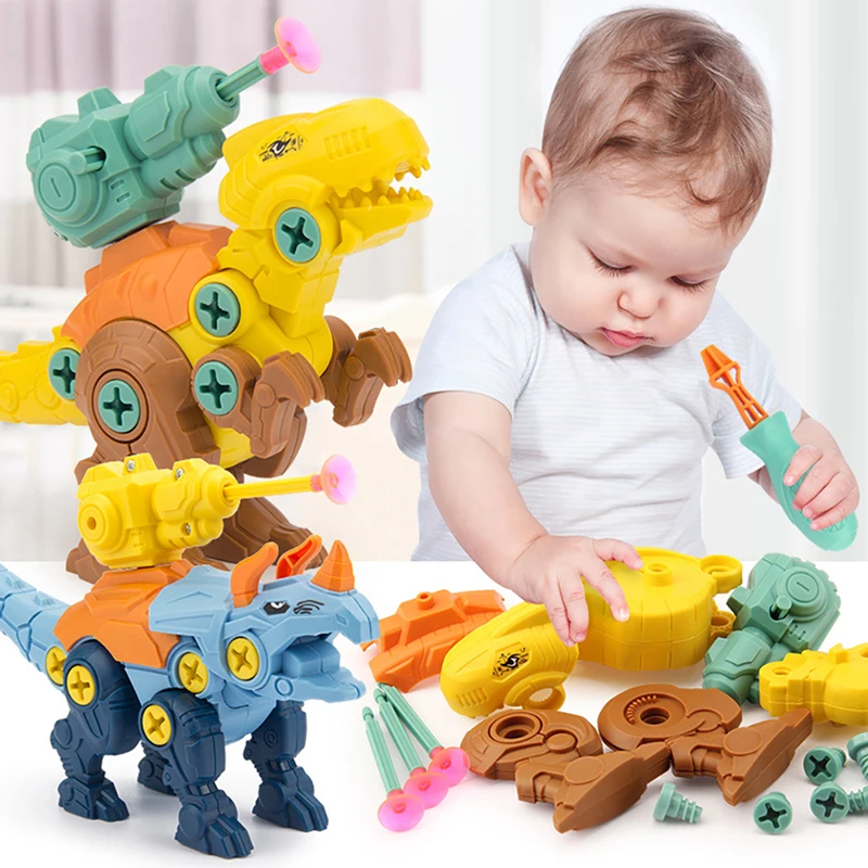 3 in1 DIY Screwing Dinosaurs Baby Toys For 3 Years Old Assembly Nuts Model Sets Safe Blocks Early Educational  Toddler for Kids