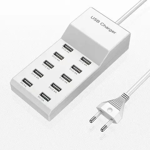 10 Ports 5V USB Hub AC Charger Strip Adapter Portable USB Power Adapter for Home Office Travel Wall Charger EU/US Plug