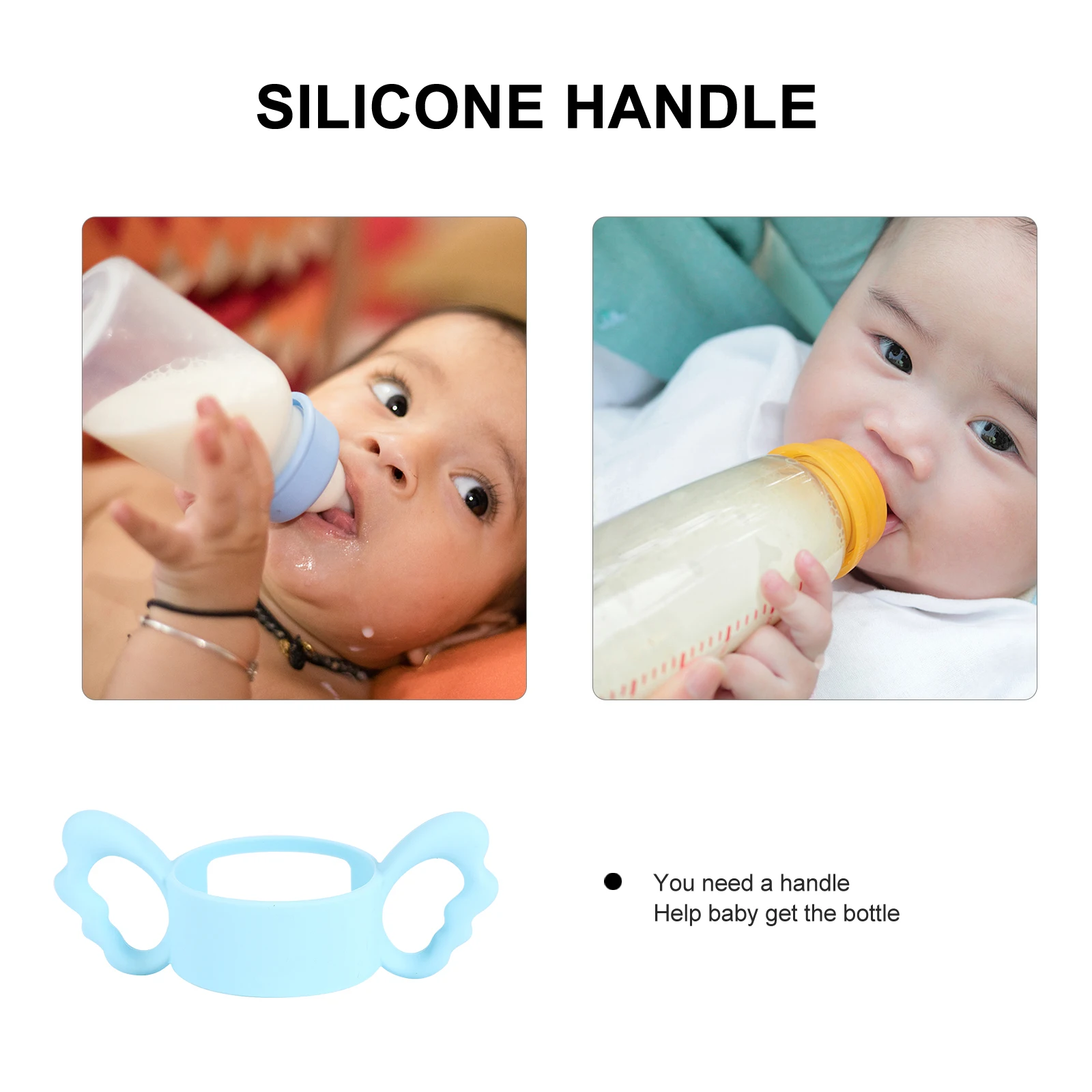 

Silicone Handle Hands-free Feeder Holder Silica Gel Gripper Handles Toddler