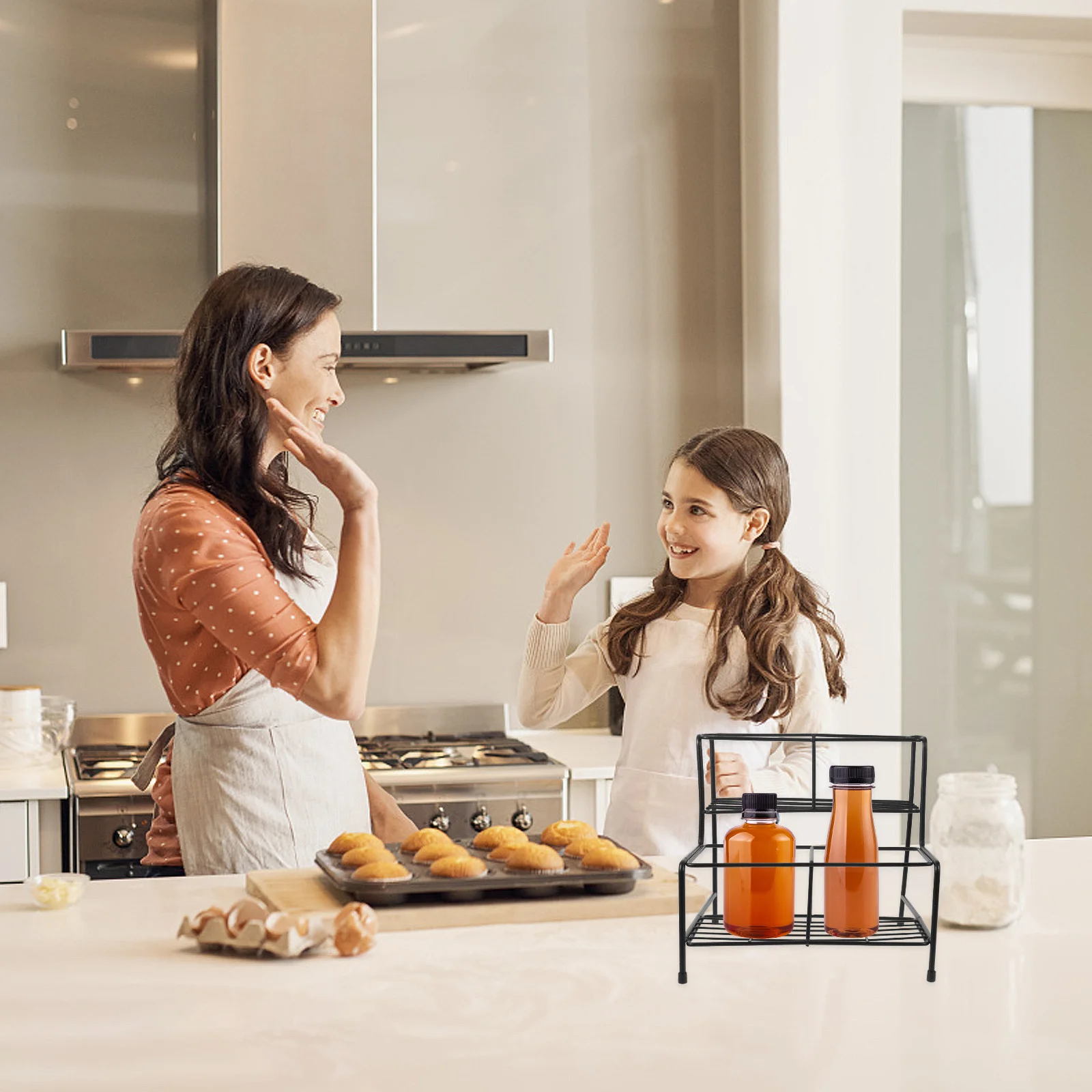 

Metal Multi Tier Syrup Bottle Rack Sturdy Coffee Syrup Holder Seasoning Bottle Organizer Kitchen Storage Shelf