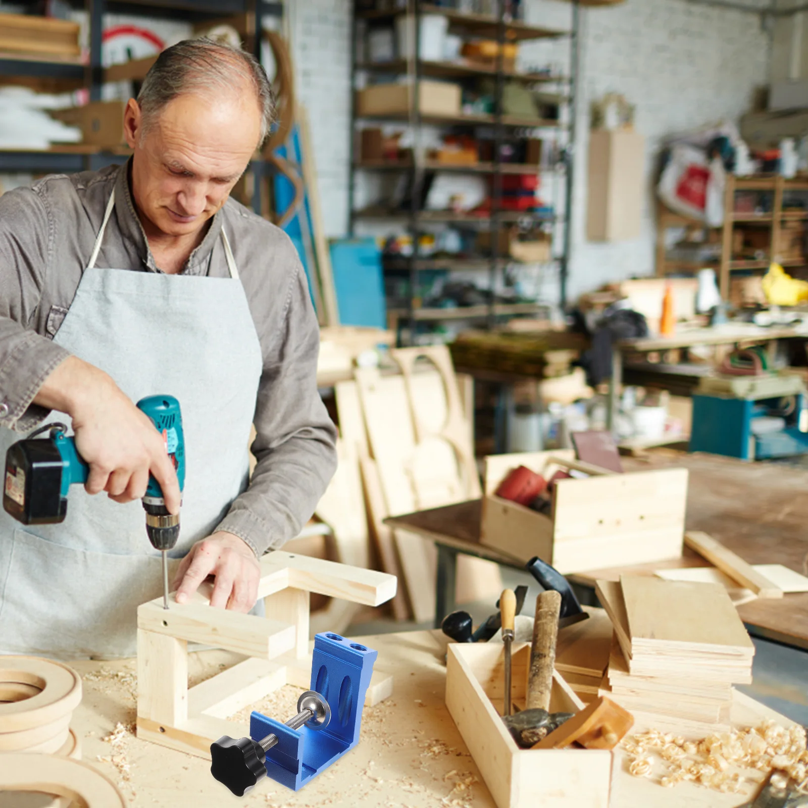 

All-Metal Pocket Hole Jig Durable Drill Locator With Rubber Grips For Hardwood Softwood Angle Drill Guide Woodworking Tools