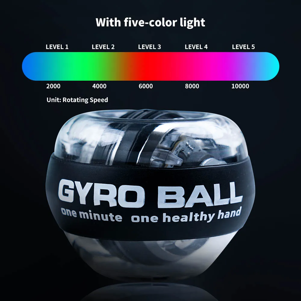 LED Wrist Gyro Ball, Auto-Start Power Trainer, Gyroscopic Arm Hand, Forearm Exerciser, Sport Fitness Equipment