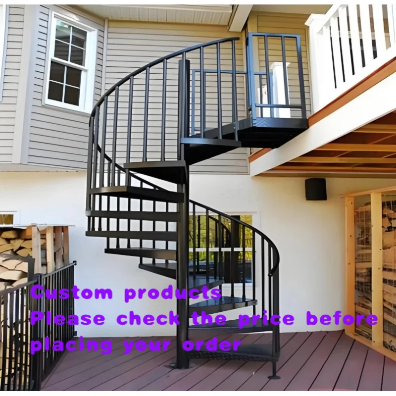 custom.Modern Design Metal Wood Stairs Indoor Outdoor Use Customized Safe Powder-Coated Staircase