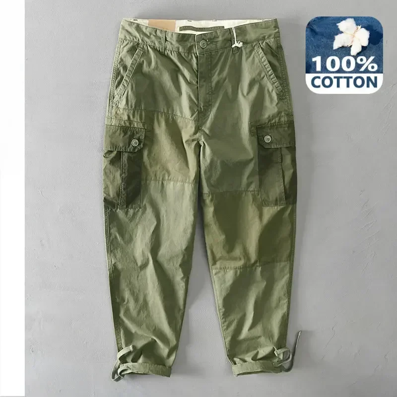 

Spring and Autumn New 100% Cotton Multi-pocket Casual Patchwork Men Pants Daily Comfortable Cargo Pants Men Clothing AZ312