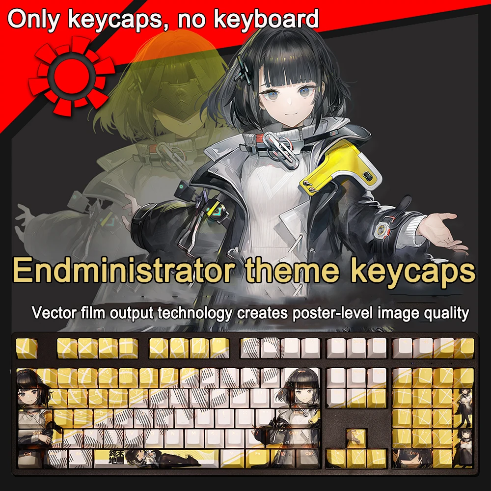 108 Keys/set Keycaps Arknights Keycaps Skadi Ines PBT Dye Sub Backlit Keycaps Cartoon Anime Gaming Key Caps For ANSI 87 104 108