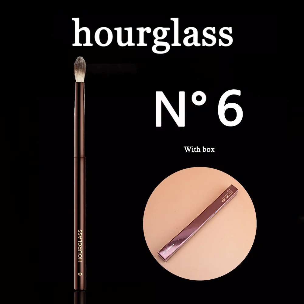 Hourglass 6 Blending Brush Makeup Brown Metal Handle Tapened Blending Brush Small Eyeshadow Crease Smudge Makeup Tool