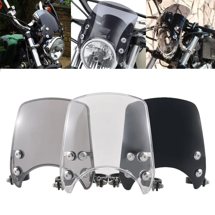 For Harley Sportster 04+ XL 883 1200 48 72 Iron Motorcycle Windscreen Compact Sport Wind Deflector Windshield 39-41mm Clamps