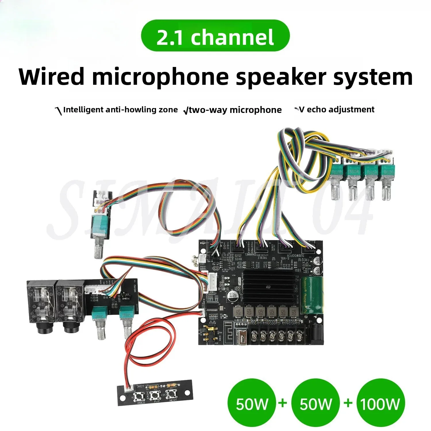 

Lead Edition 2.1 Channel Bluetooth Power Amplifier Board KTV Microphone Audio All-in-One 50W + 50W + 100W