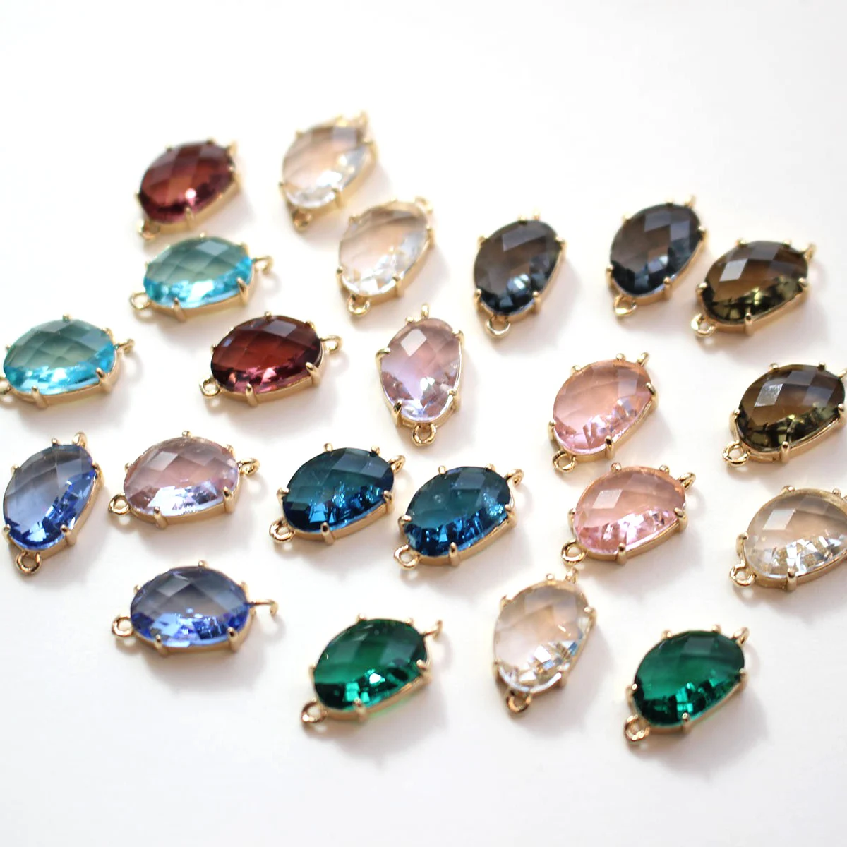 50pcs/ Bag 8x14mm irregular shaped double hanging crystal pendant DIY handmade earrings bracelet necklace accessories