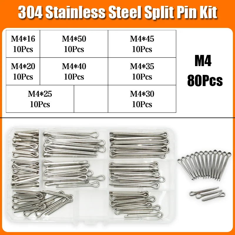 304 Edelstahl Splint für Kfz-Mechaniker Kraft geräte Auto m2, 5 m2 m3, 5 m3 m4 m5 m6 Haarnadel U-Pin Split Pins Kit – Detail 7