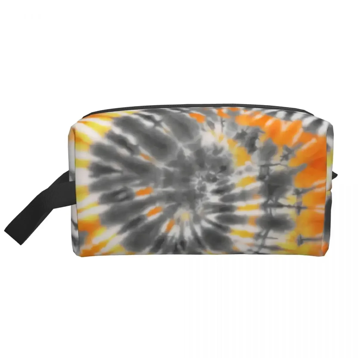 Custom Tie Dye Grey Orange Travel Cosmetic Bag Women Traditional Dyeing Toiletry Makeup Organizer Lady Beauty Storage Dopp Kit