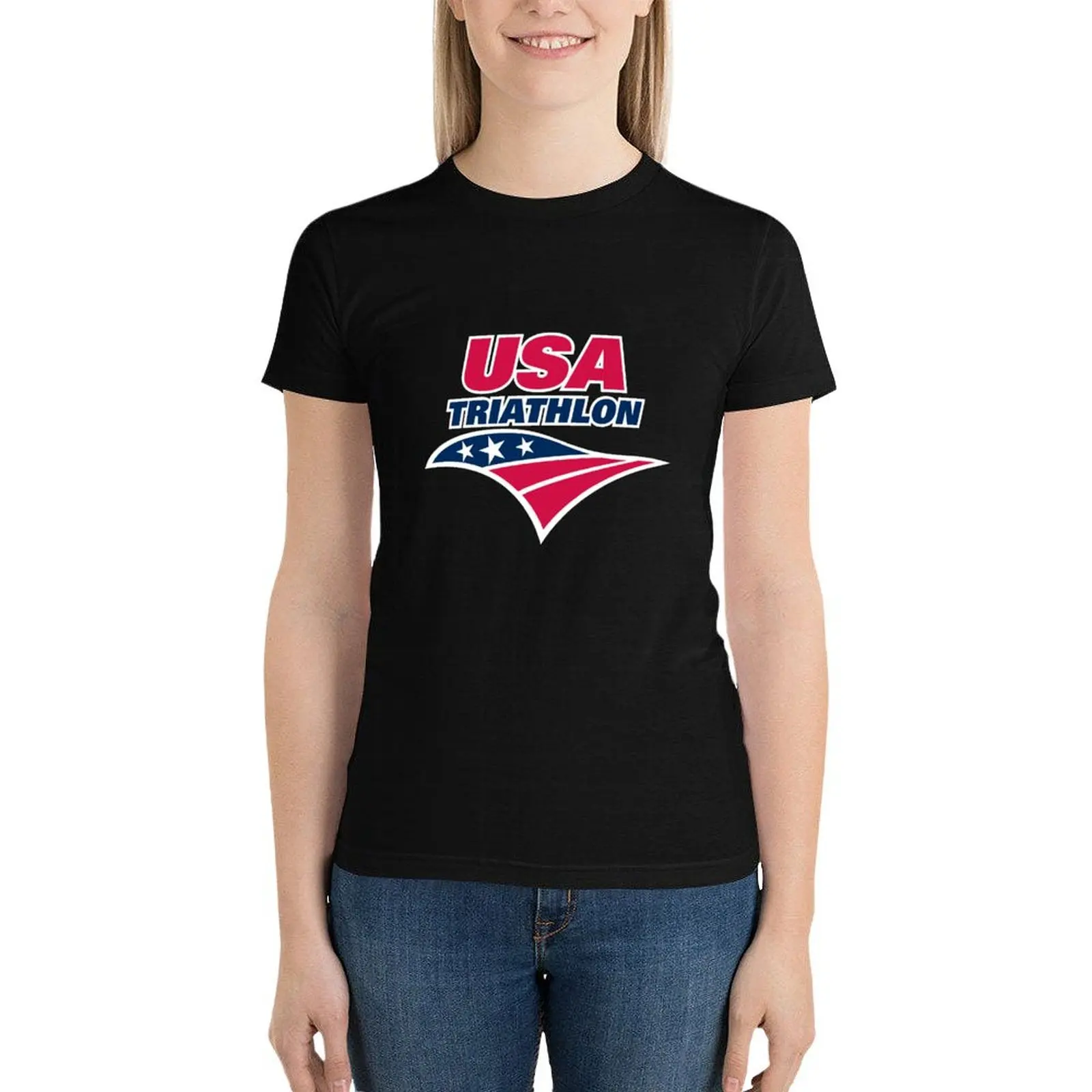 

USA Triathlon T-Shirt summer tops funny vintage clothes cute clothes funny t shirts for Women