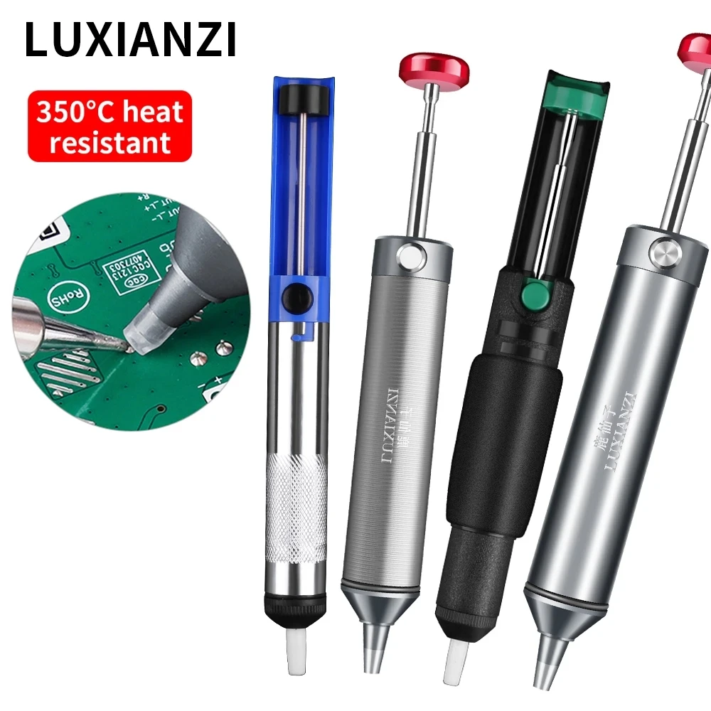 LUXIANZI Professional Desoldering Pump Solder Sucker Aluminiu HeatResistant Powerful Vacuum Suction Tin Removal Tool with Nozzle