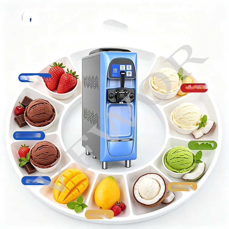 Multi - Color Commercial Ice Cream Machine New Design Automatic Soft Serve Ice Cream Making Machine