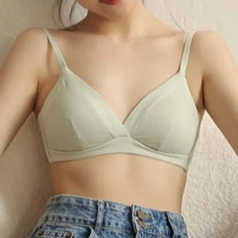 Cotton Mulberry Silk Bra Women's Thin Version Triangle Cup Wireless Comfort Underwear