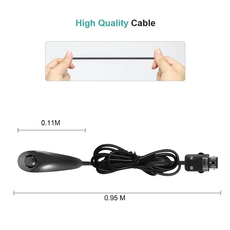 5 Farben Kabelgebundener Nunchuck für Nintendo Wii Spielcontroller, gebogener Spielgriff, Nunchuk für Wii Gamepad-Zubehör – Detail 5