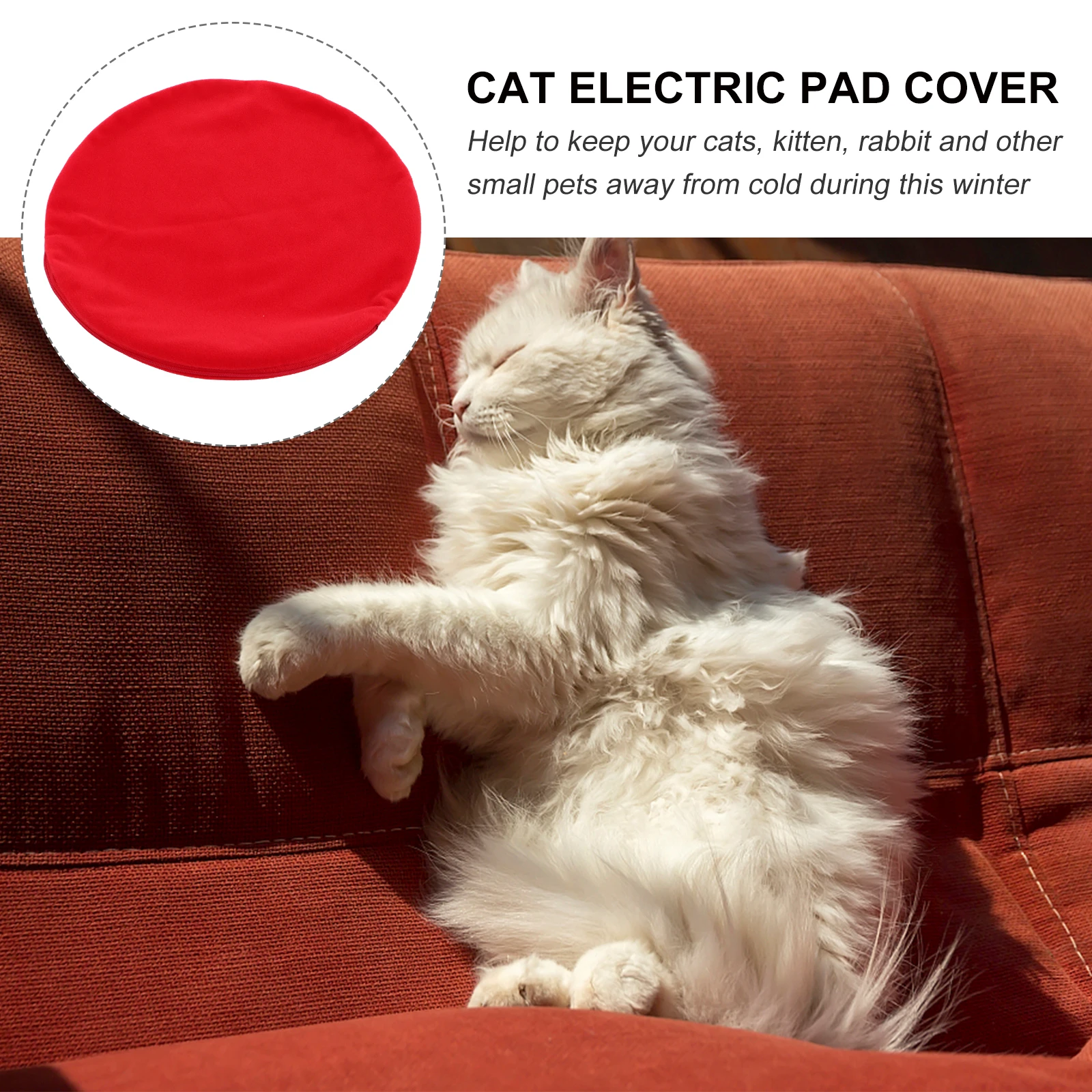

Heating Pad for Cat Heated Bed Pet Warm Indoor House Replacement Cover Cotton Round