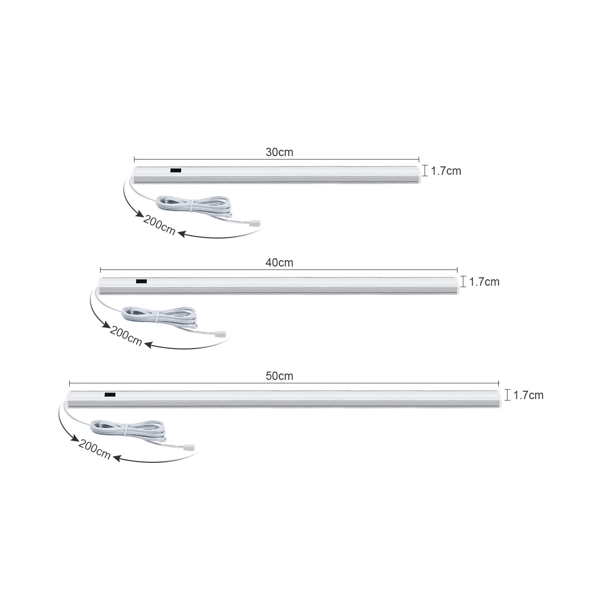 12V Parallel Connection LED Cabinet Light Bar Lamp Kit 30/40/50cm Hand Scan Sensor Switch Closet kitchen Lights With Power Plug