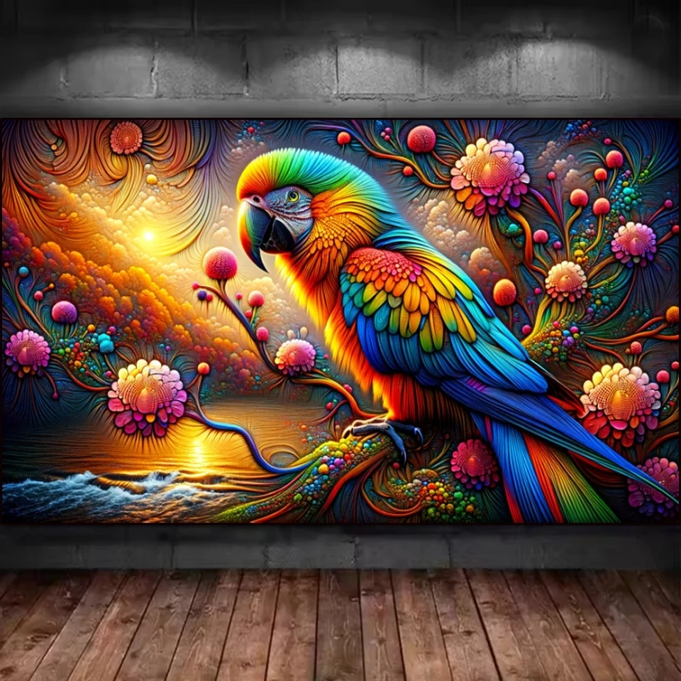 

5D Diamond Painting Animals Birds Parrots Mosaic Cross Stitch Full Diamond Art Embroidery Large Size Living Room Decor