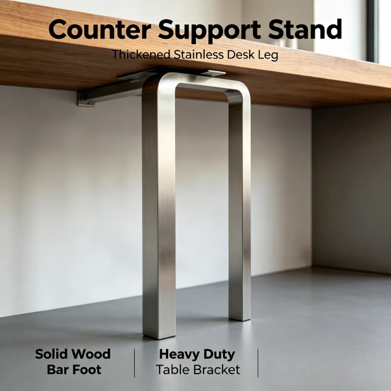 Thickened Stainless Desk Leg, Solid Wood Bar Foot, Extra High Grade Heavy Duty Table Bracket, Long Lasting Counter Support Stand