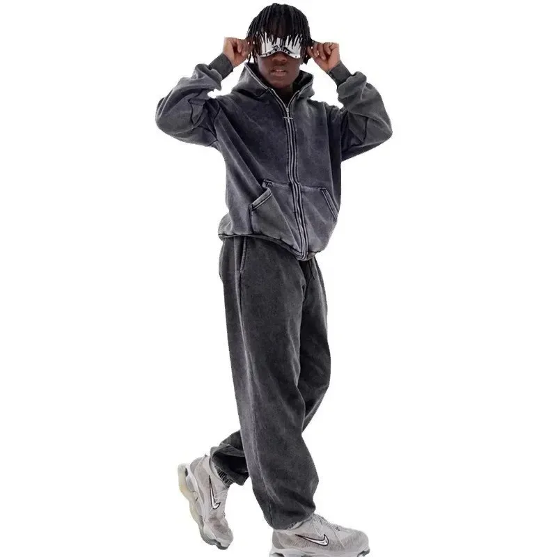 American Thick Warm Women's Zip Up Hoodie Sweatshirt Men Autumn Winter Fashion Oversized Loose Goth Hooded Sweatshirt Jacket