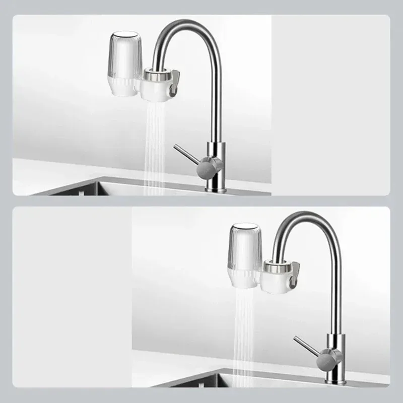 صنبور صغير لتنقية مياه الصنبور، تصفية مادية للمطبخ المنزلي، عنصر فلتر واحد قابل للإزالة وقابل للغسل، منقي مياه