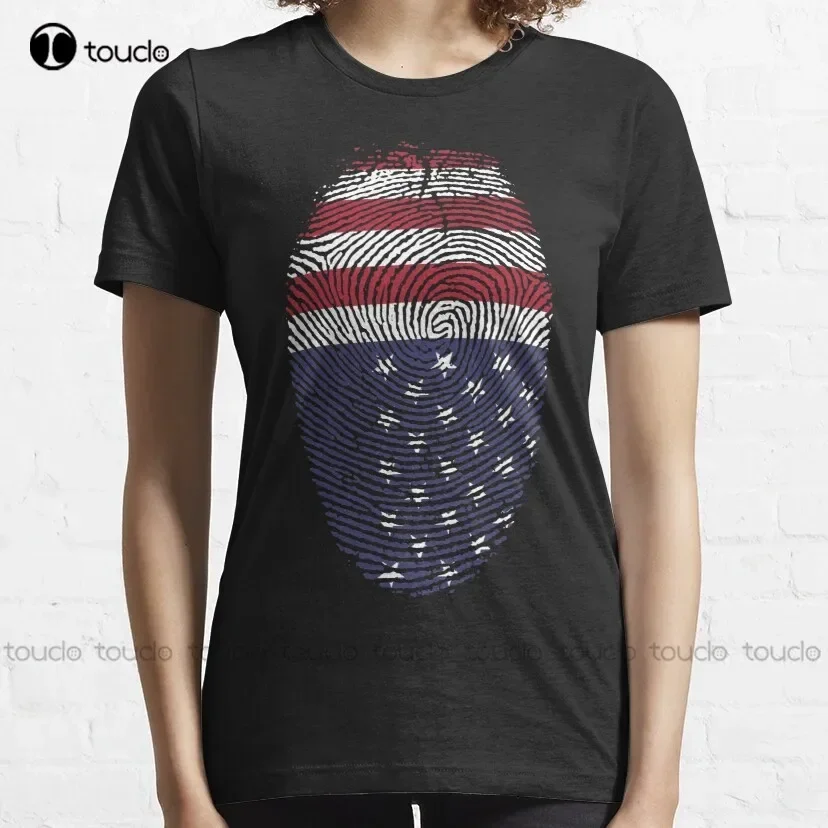 Fingerprint Of American Flag Upside Down. Classic T-Shirt Running Shirt Custom Aldult Teen Unisex Digital Printing Tee Shirt
