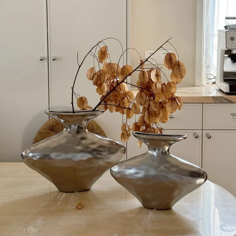 Light Luxury Ceramic Vase Ornament High-end Living Room Creativity Jarrones تحف كبيره للمنزل Decoration Home Floreros Altos