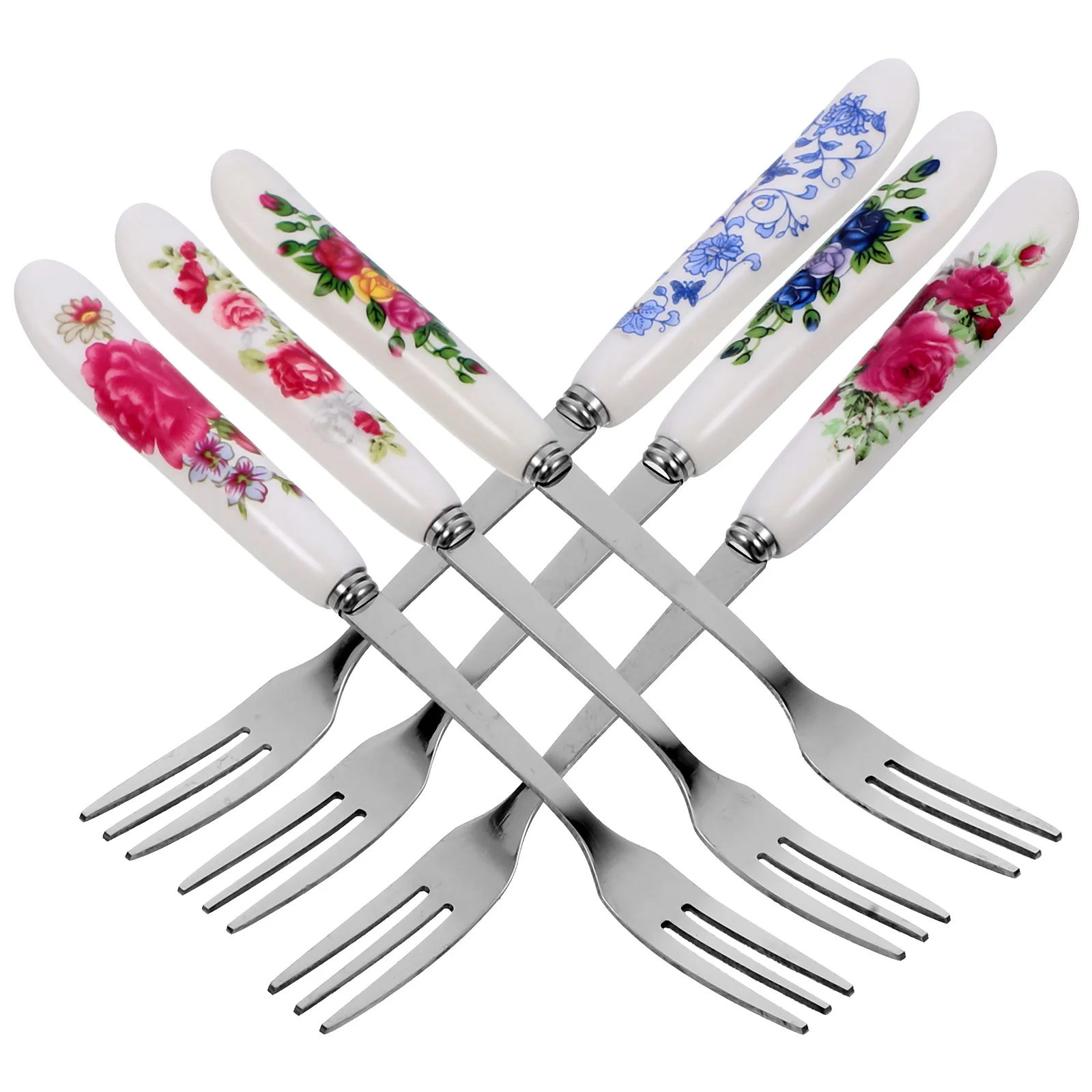 

6 Pcs Silverware Dessert Fork Child Fruit Cake Cup Stainless Steel Platter Mixing