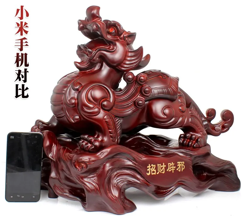 28cm large # home office Lobby The entrance-hall TOP efficacious Mascot Inviting money wealth dragon PI XIU FENG SHUI statue