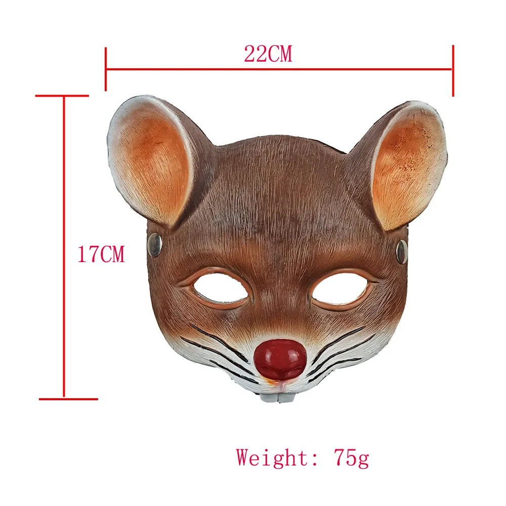 Mouse máscaras animais halloween cosplay máscara adereços festa 3d espuma rato rosto metade rosto capa cosplay adereços trajes acessórios