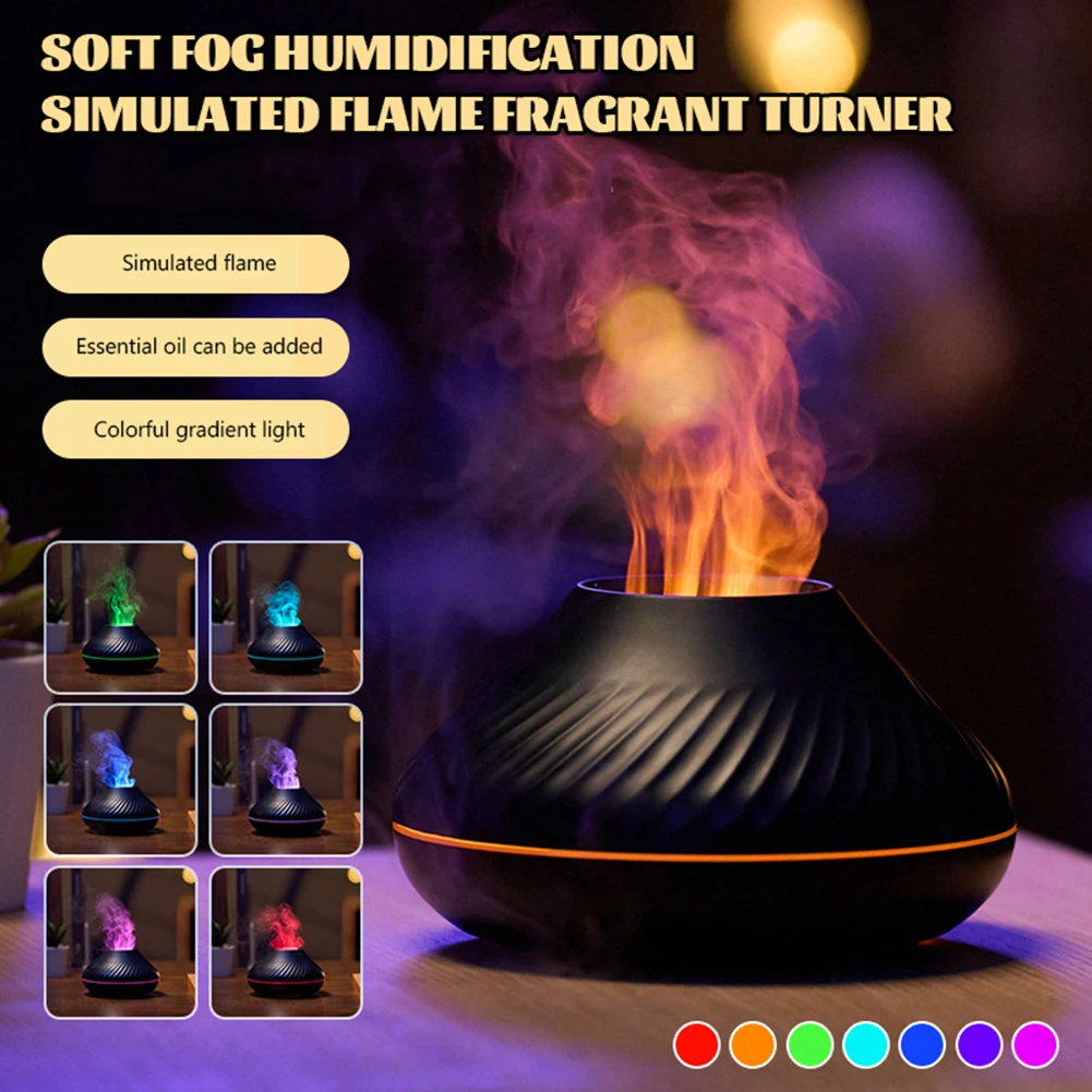 Volcanic Flames Aroma Diffuser Air Humidifier With Color Usb Portable Air Humidifier Oil Diffuser Home Room Breathing Sleeping