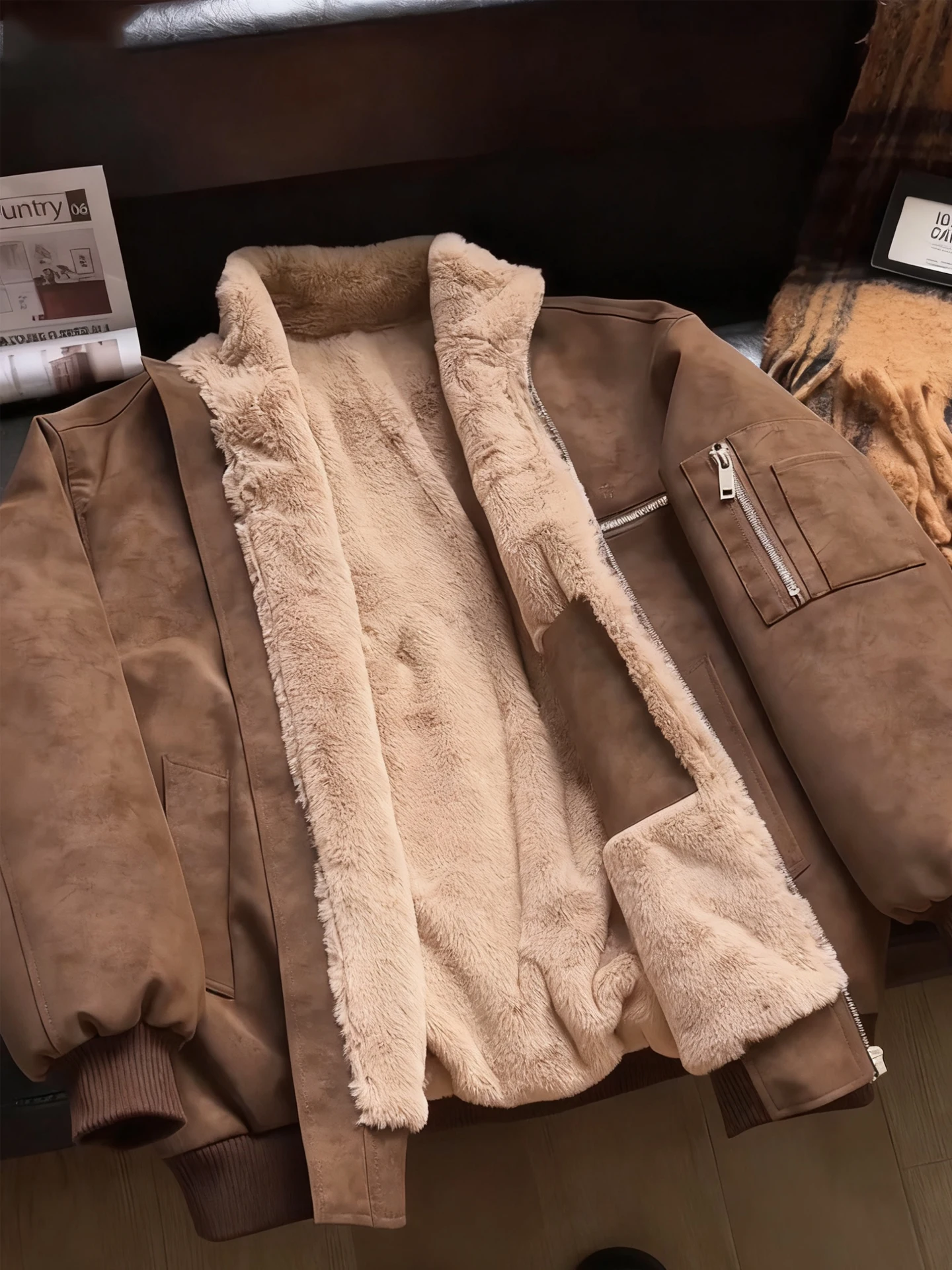 

Thiened Fce Inner Tie Dye из искусственной кожи, хлопковая мужская зимняя куртка-бомбер, летная куртка-стойка, длинный све, чистый цвет