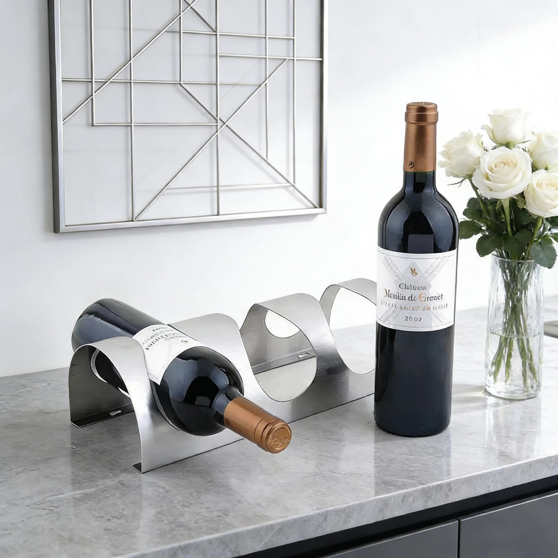 Stainless Steel Red Wine Rack Hanging Wine Bottle Rack Wall Mounted Red Wine Rack Decoration Simple Eed Wine Holder