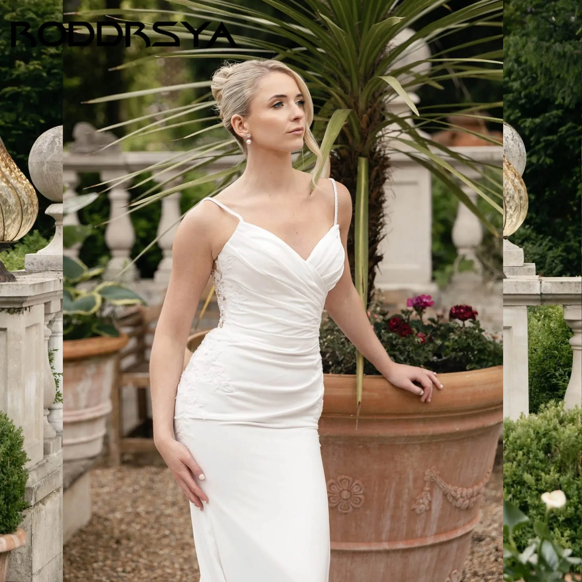 RODDRSYA Minimalist Destination Wedding Dress Spaghetti Straps Mermaid Bridal Gowns V-neck Elegant vestidos de novia Customized