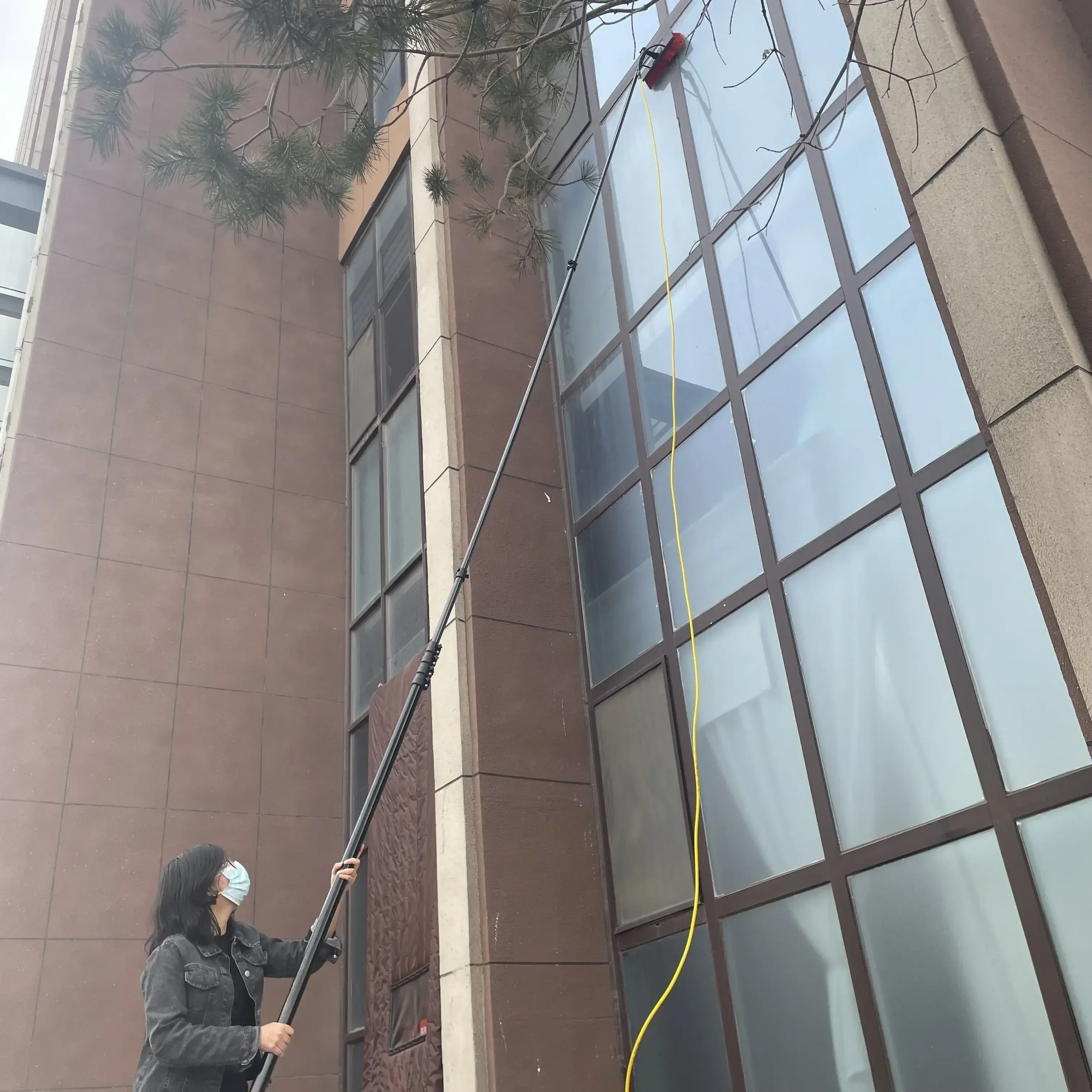 Varilla de limpieza de ventanas de gran altura, fibra de carbono retráctil, duradera, 60 pies