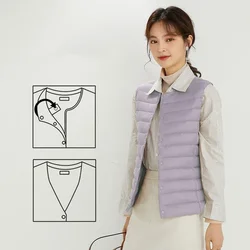 Spring Women Sleeveless Puffer Vest Women's Ultra Light Down Vest Women Waistcoat Portable Warm Liner Inner Cloth Winter