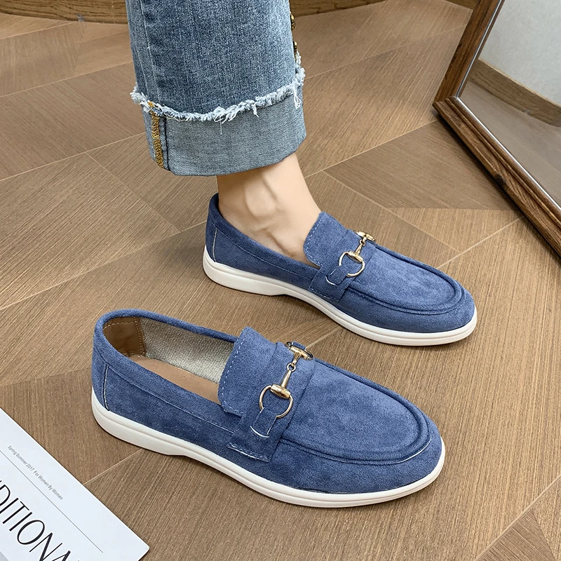 Sapatos simples femininos novo estilo dedo do pé quadrado boca rasa primavera e outono diário versátil sapatos de cano baixo mocassins confortáveis