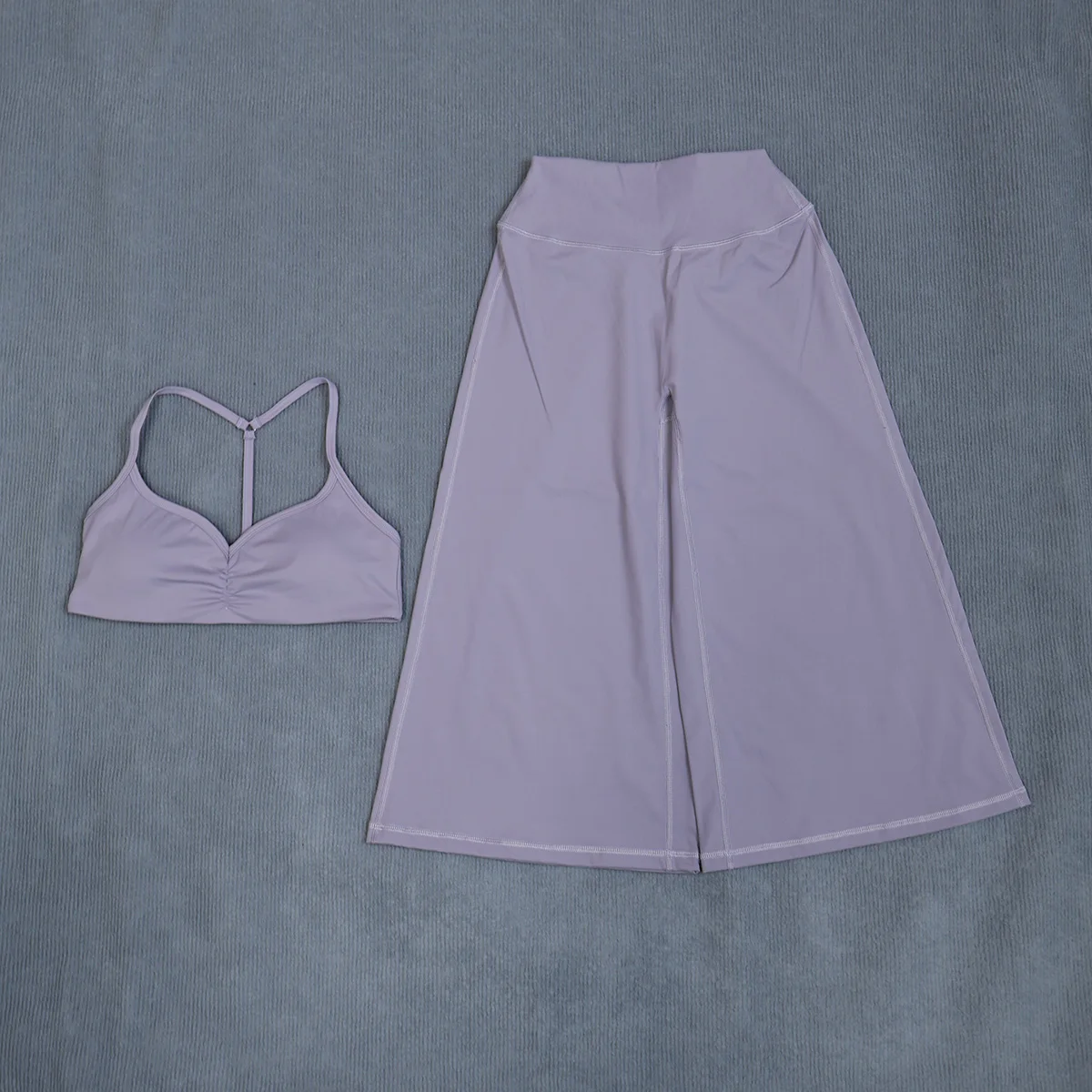 Ctenkevet Damen-Sportset, 2-teilig, rückenfreier Push-up-Yoga-BH, Pilates-Trainingsoberteil, Caprihose mit hoher Taille und weitem Bein, schnelltrocknender Sportanzug für das Fitnessstudio – Detail 19