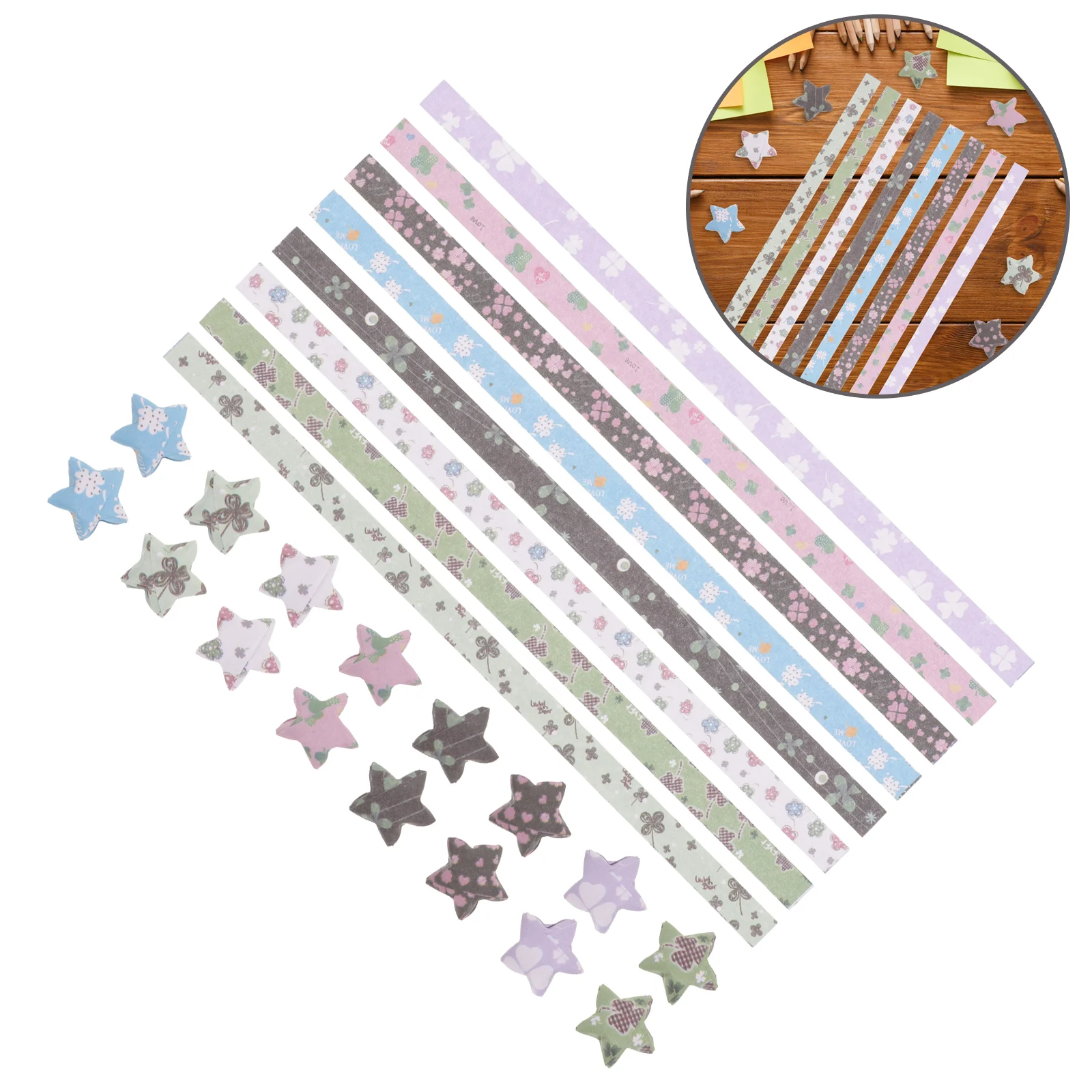 540 Pcs Four-leaf Origami Paper Star Strips Festival Folding DIY Decorative Stars for Crafts Students