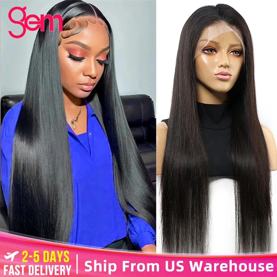 Straight Lace Front Human Hair Wigs 13x6 13x4 HD Transparent Lace Frontal Wig 30 Inch Glueless Preplucked Human Wig Natural Hair