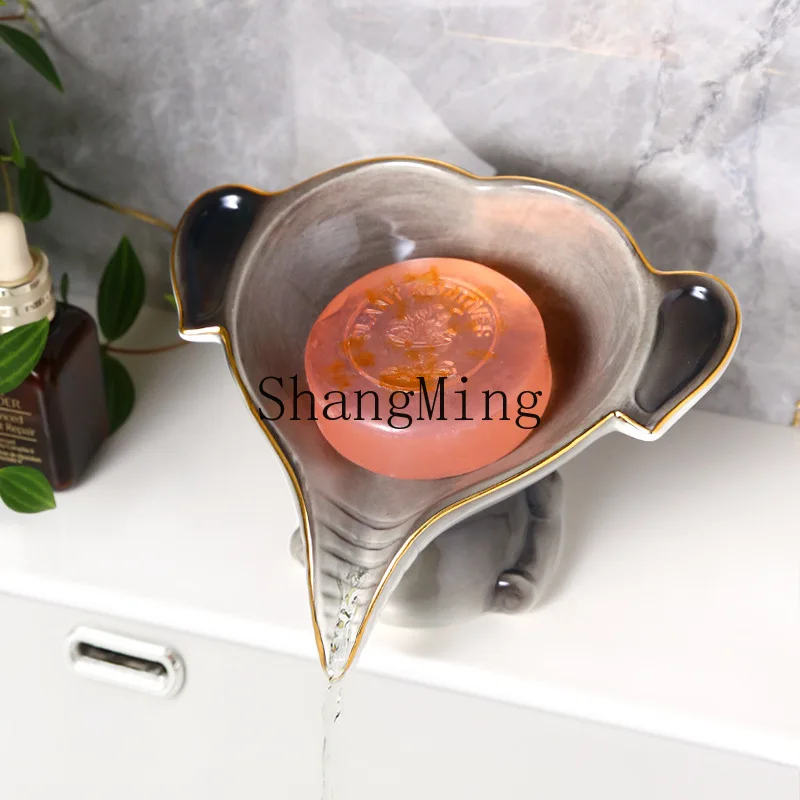 

CL Soap Box Soap Box Household No Punching Wash Shelf Bathroom Creative Double Layer Cartoon Wall Mounted Drain Rack